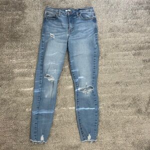 Distressed Blue Jeans